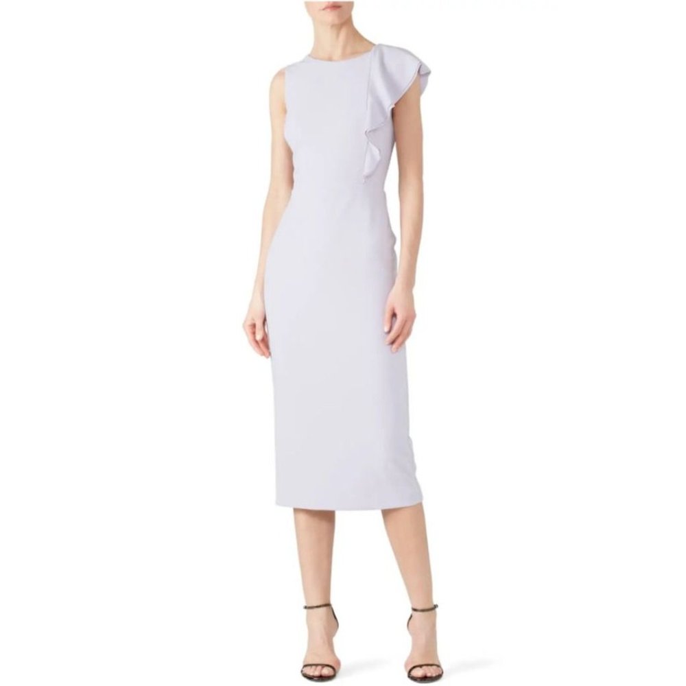 Ralph Lauren Midi Sheath Dress 10 Light Purple One Ruffled Sleeve Washable NWT